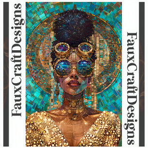 Poster Imprimable peau foncée or femme Faux Mosaic 062