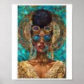 Poster Imprimable peau foncée or femme Faux Mosaic 062 (Devant)