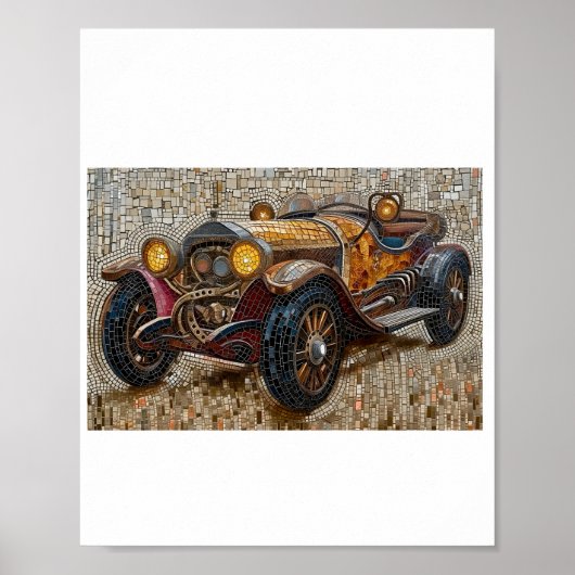 Poster Imprimable Steampunk Classic Car Faux Mosaic 027 (Devant)