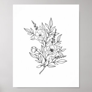 Poster IMPRIMATION D'ART DE MUR   Art Art Floral Line Art