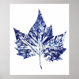 Poster imprimé à la main imprimé plante marine bleu une f