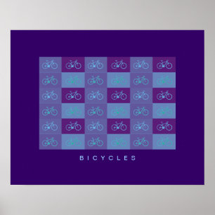 Poster imprimé à motifs de bicyclettes bleues
