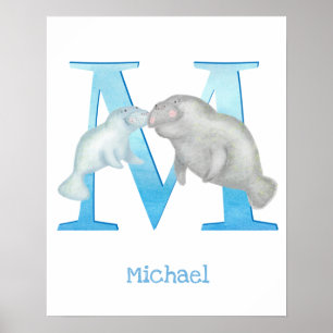 Poster Imprimé ABC animal M est pour lamantin