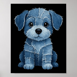 Poster Imprimé animal de chien de patch en denim drôle ré