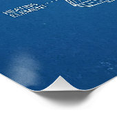Poster Imprimé Bleu de Machine à Café Rétro (Coin)