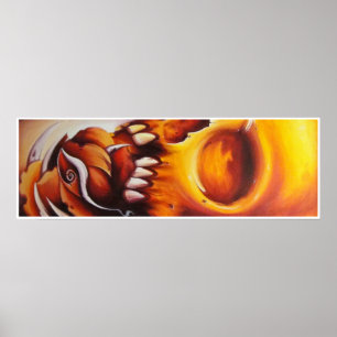 Poster imprimé d'affiche de tatouage crâne et rose