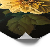 Poster imprimé Dahlias Jaune (Coin)