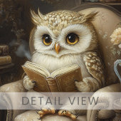 Poster Imprimé d'art de chouette de lecture fantaisiste a