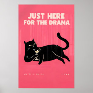 Poster Imprimé de cocktail de chat impertinent, mur de l'