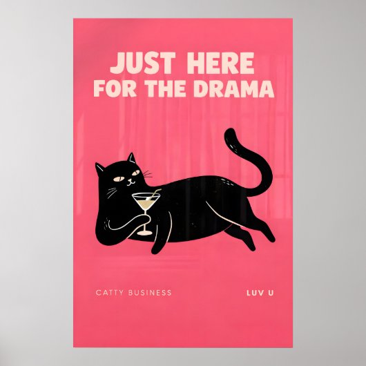 Poster Imprimé de cocktail de chat impertinent, mur de l' (Devant)