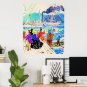 Poster imprimé de course de yachts du 19e siècle (Bureau à domicile)