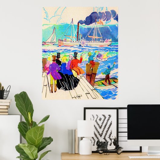 Poster imprimé de course de yachts du 19e siècle (Bureau à domicile)