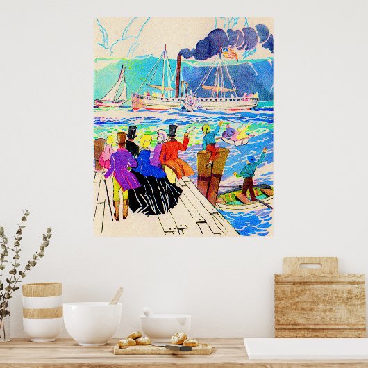 Poster imprimé de course de yachts du 19e siècle (Cuisine)