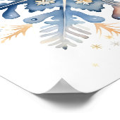 Poster imprimé de flocons de neige bleu et or (Coin)