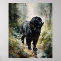 Poster imprimé de l'art chien de Terre-Neuve