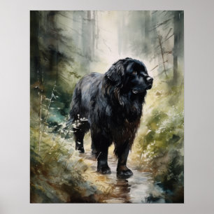 Poster imprimé de l'art chien de Terre-Neuve
