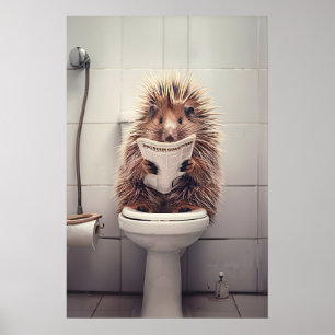 Poster Imprimé de salle de bain drôle de porc-épic animal