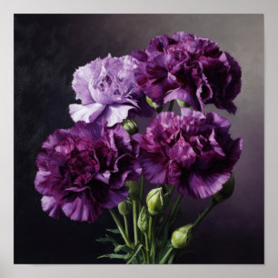 Poster imprimé d'oeillets violets