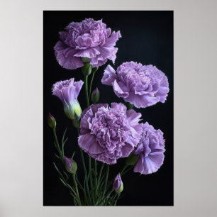 Poster imprimé d'oeillets violets