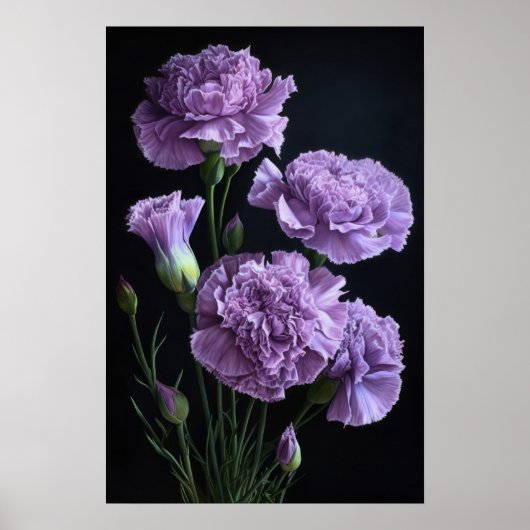 Poster imprimé d'oeillets violets (Devant)