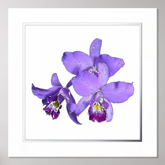 Poster imprimé du groupe orchidée violet en argent (Recto)