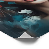 Poster imprimé d'une femme avec une tête de fleurs (Coin)