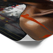 Poster imprimé d'une femme avec une tête de fleurs (Coin)