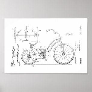 Poster Imprimé en 1925 Vintage Tricycle Patent Art