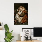 Poster Imprimé Fille Et Lapin, Imprimable Lapin Antique (Bureau à domicile)