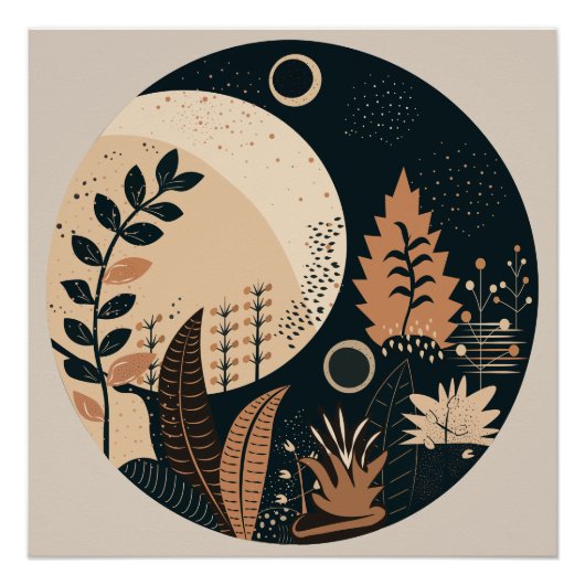 Poster imprimé Floral Moderne Boho Moon (Devant)