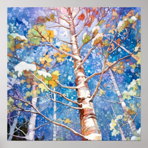 Poster Imprimé hiver, Arbres neigeux, Wonderland hiver