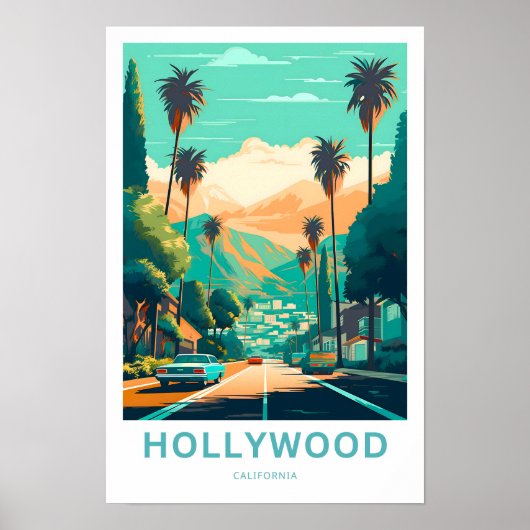 Poster Imprimé Hollywood California Travel (Devant)