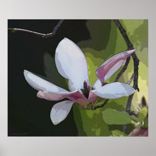 Poster Imprimé japonais Magnolia Art -24x20 -ou plus peti