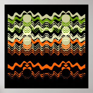 Poster Imprimé noir orange vert 24x24 pouces