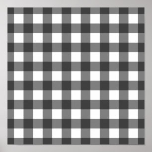 Poster Imprimé Vichy noir et blanc à carreaux