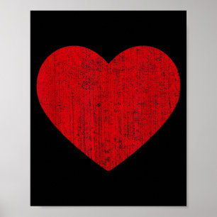 Poster Imprimé vintage de cœur rouge de la Saint-Valentin