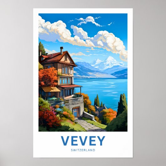 Poster Imprimé Voyages de Vevey Suisse (Devant)