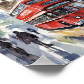 Poster Imprimé Watercolor de Londres (Coin)