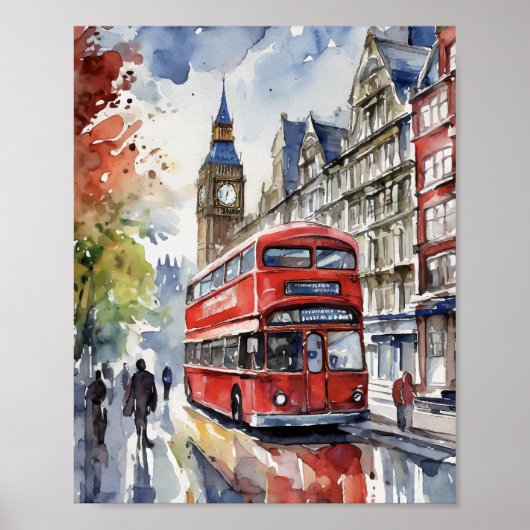 Poster Imprimé Watercolor de Londres (Devant)