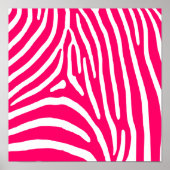Poster Imprimé zèbre rose chaud et blanc (Devant)