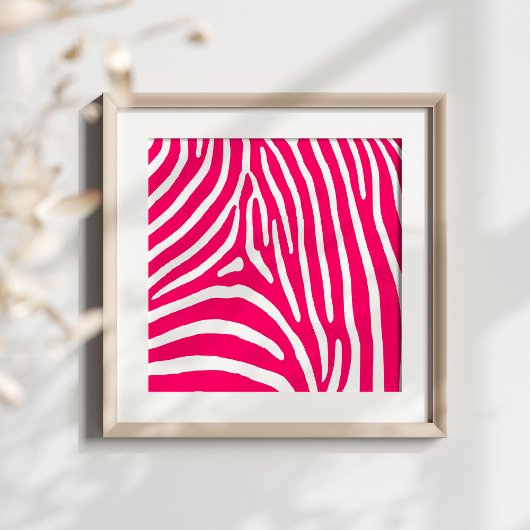 Poster Imprimé zèbre rose chaud et blanc