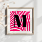 Poster Imprimé zèbre rose chaud et blanc