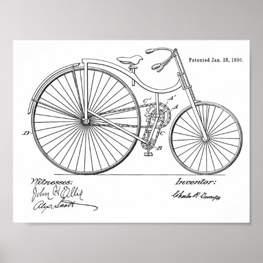 Poster Imprimer Brevet de vélo Vintage 1890 (Devant)
