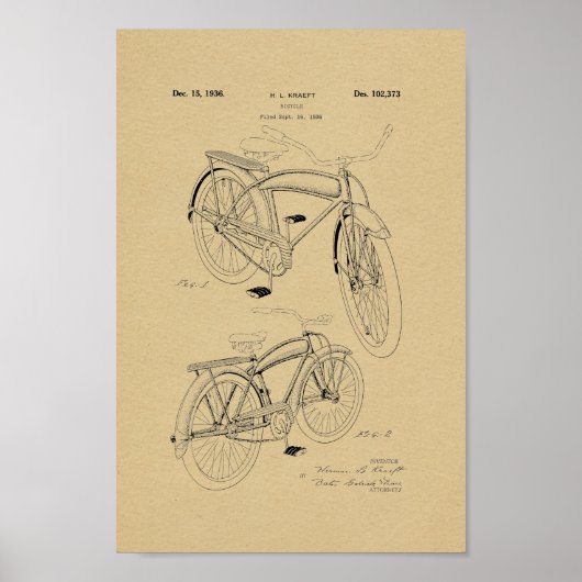 Poster Imprimer Brevet de vélo Vintage 1936 (Devant)
