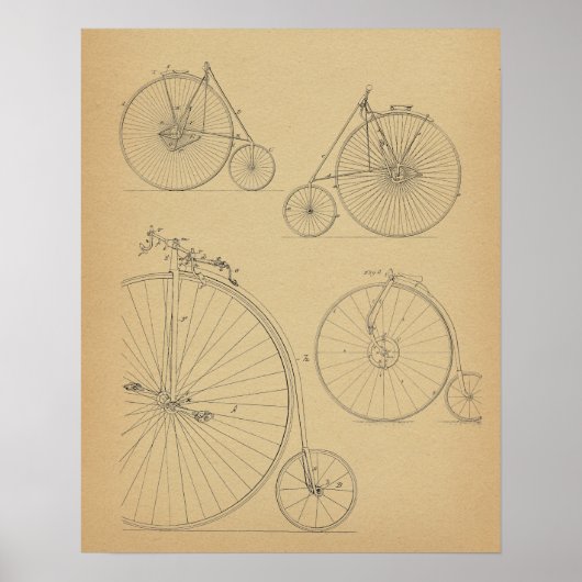 Poster Imprimer Brevet de vélo vintage haute roue (Devant)