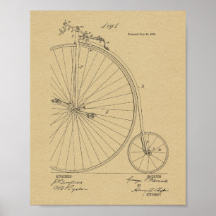 Poster Imprimer Brevet de vélo Vintage haute roue 1885