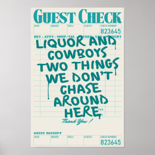 Poster Imprimer chèque client Liqueur & Cowboys