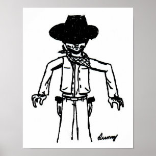 Poster Imprimer croquis Cowboy