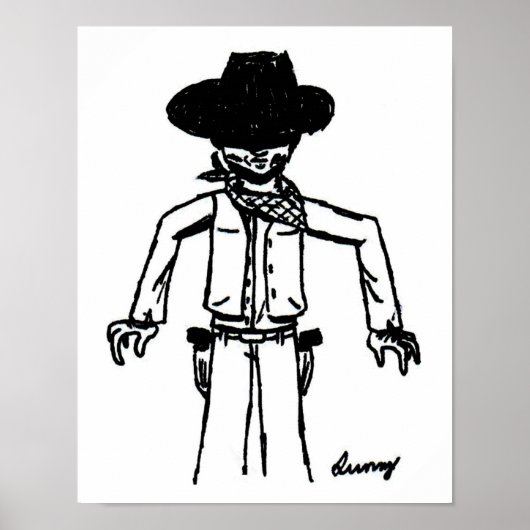 Poster Imprimer croquis Cowboy (Devant)
