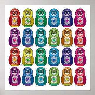 Poster Imprimer - Cute Rainbow Matryoshka Owl